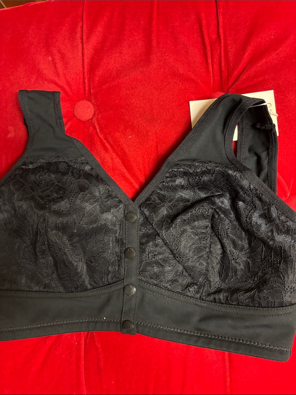POSY Front Closure Black Bra Sz S Wire-Free Wide Straps NWT
